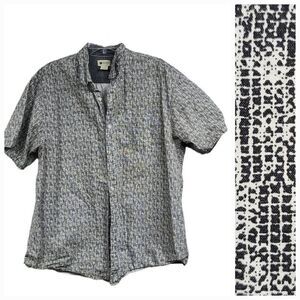Haggar Men's XL Black/White Pixel Short Sleeve Camp Casual Button Down Shirt